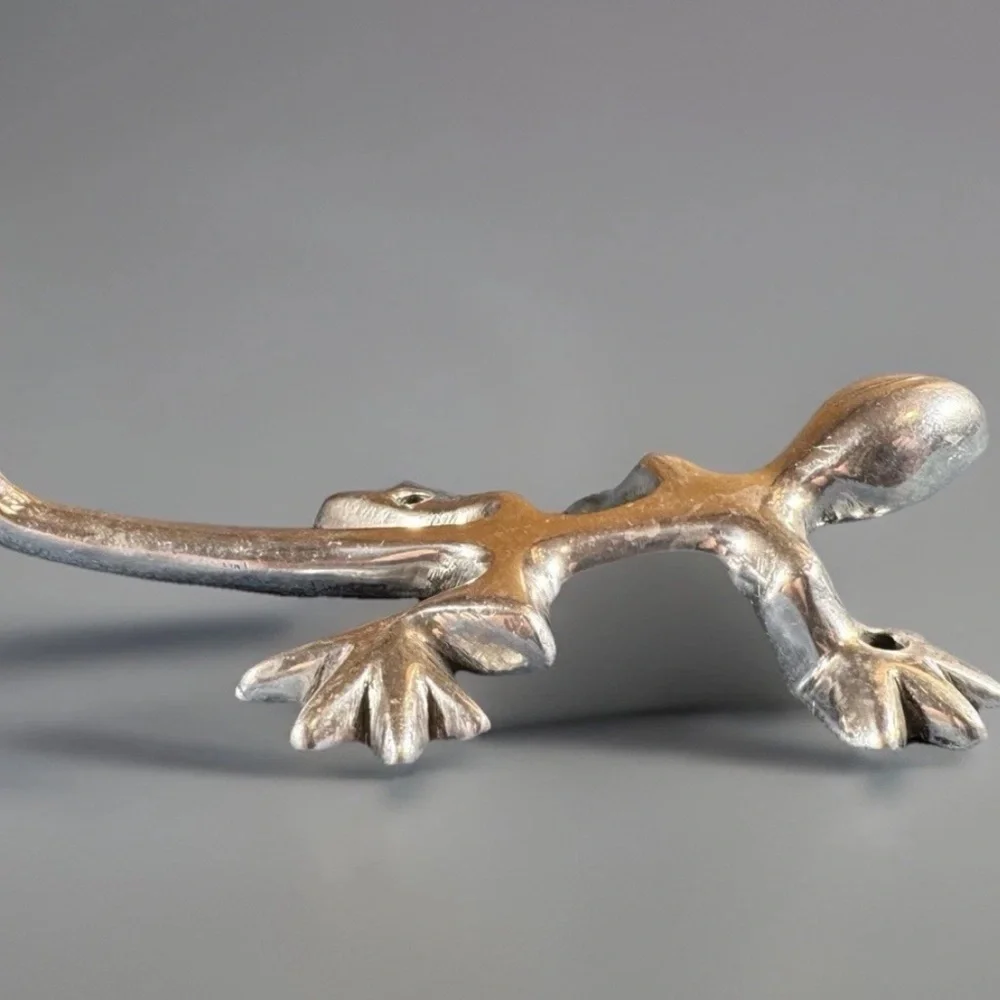 Set of 3 Aluminum GECKO LIZARD Wall Hooks Tail Hangs Plants Keys Coats Hats 7